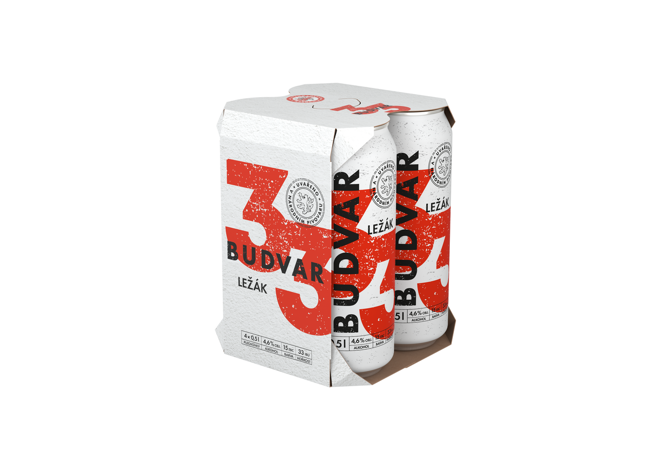 BUDVAR 33 Pivo 12° 4 x 500 ml vratná plechovka