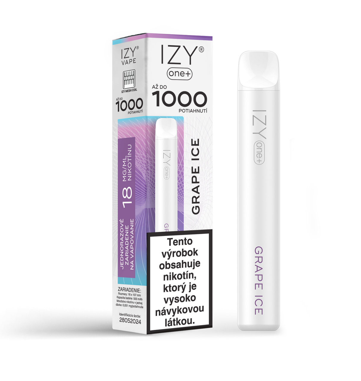 IZY VAPE ONE+ Grape Ice elektronická cigareta 18 mg 2 ml