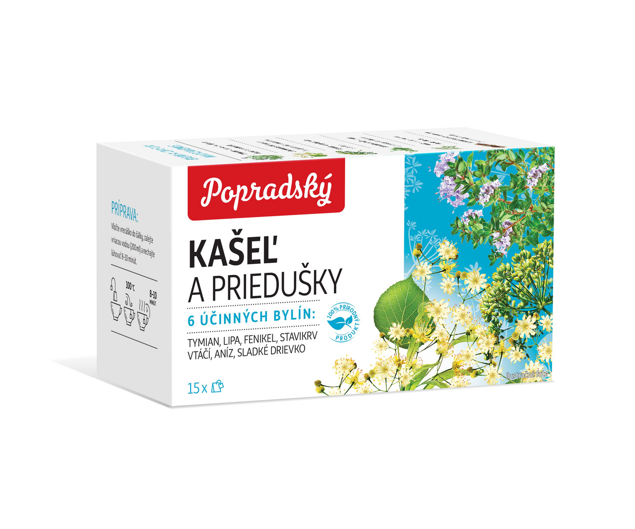 Popradský Čaj bylinný kašeľ a priedušky 22,5 g