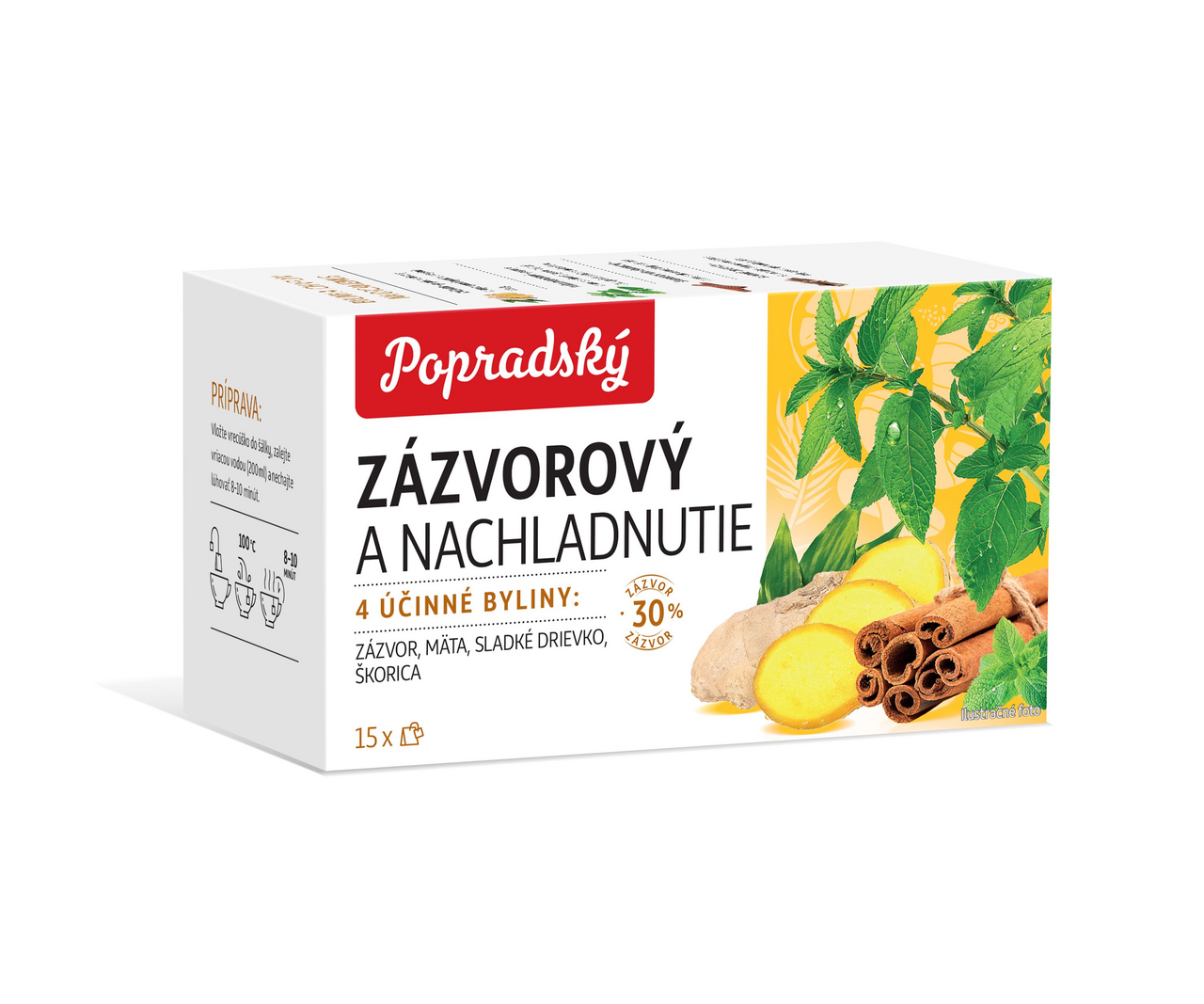 Popradský Čaj bylinný zázvor a nachladnutie 22,5 g