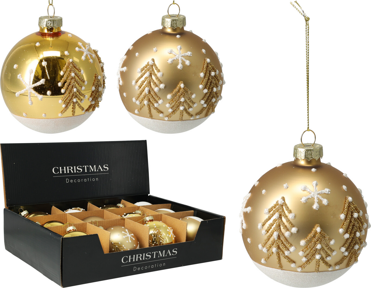 Koopman Guľa vianočná zlatá 8 cm 1 ks