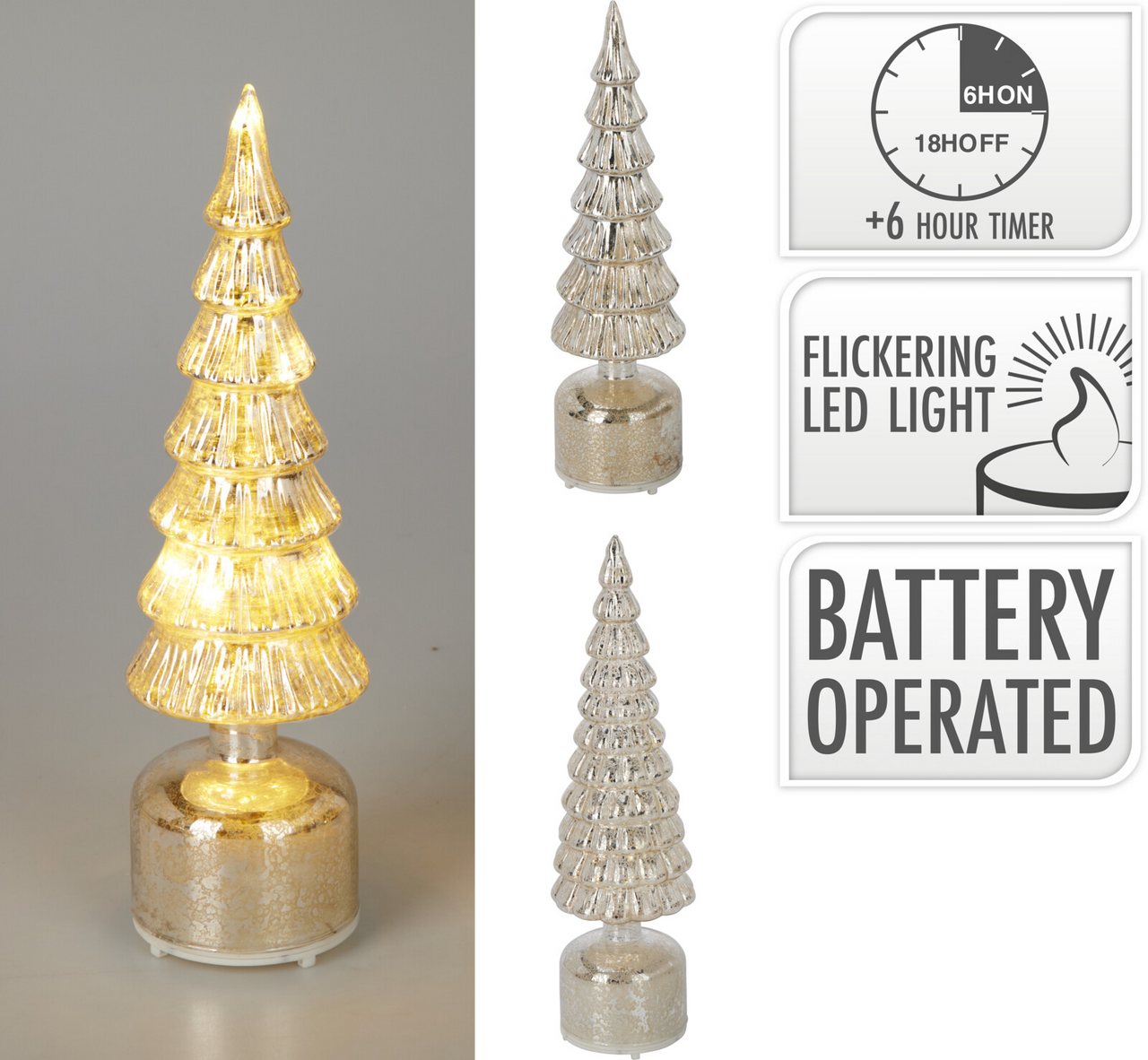 Koopman Strom LED strieborné sklo 36 cm 1 ks