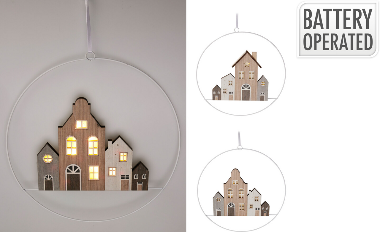 Koopman Dekorácia dedina kruh LED 1 ks