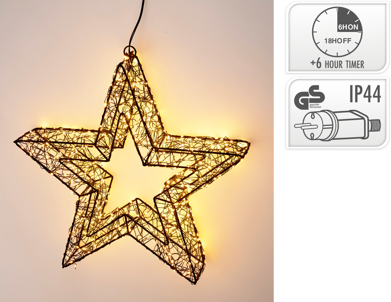 Koopman Hviezda LED kovová 350 LED teplá biela 38 cm 1 ks