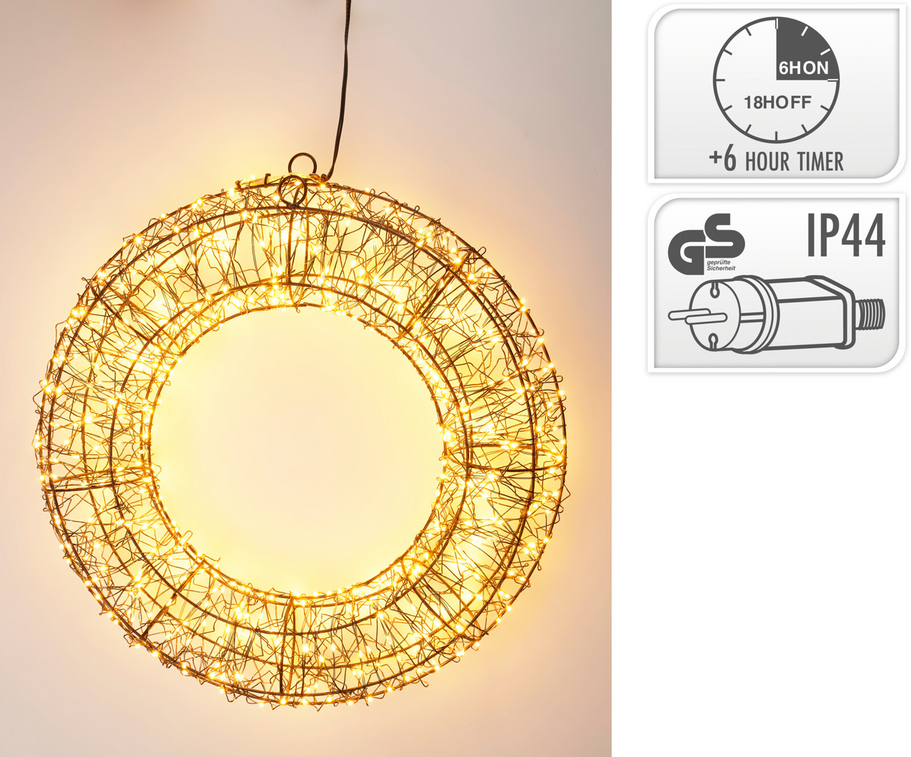 Koopman Veniec LED kovový 350 LED teplá biela 38 cm 1 ks