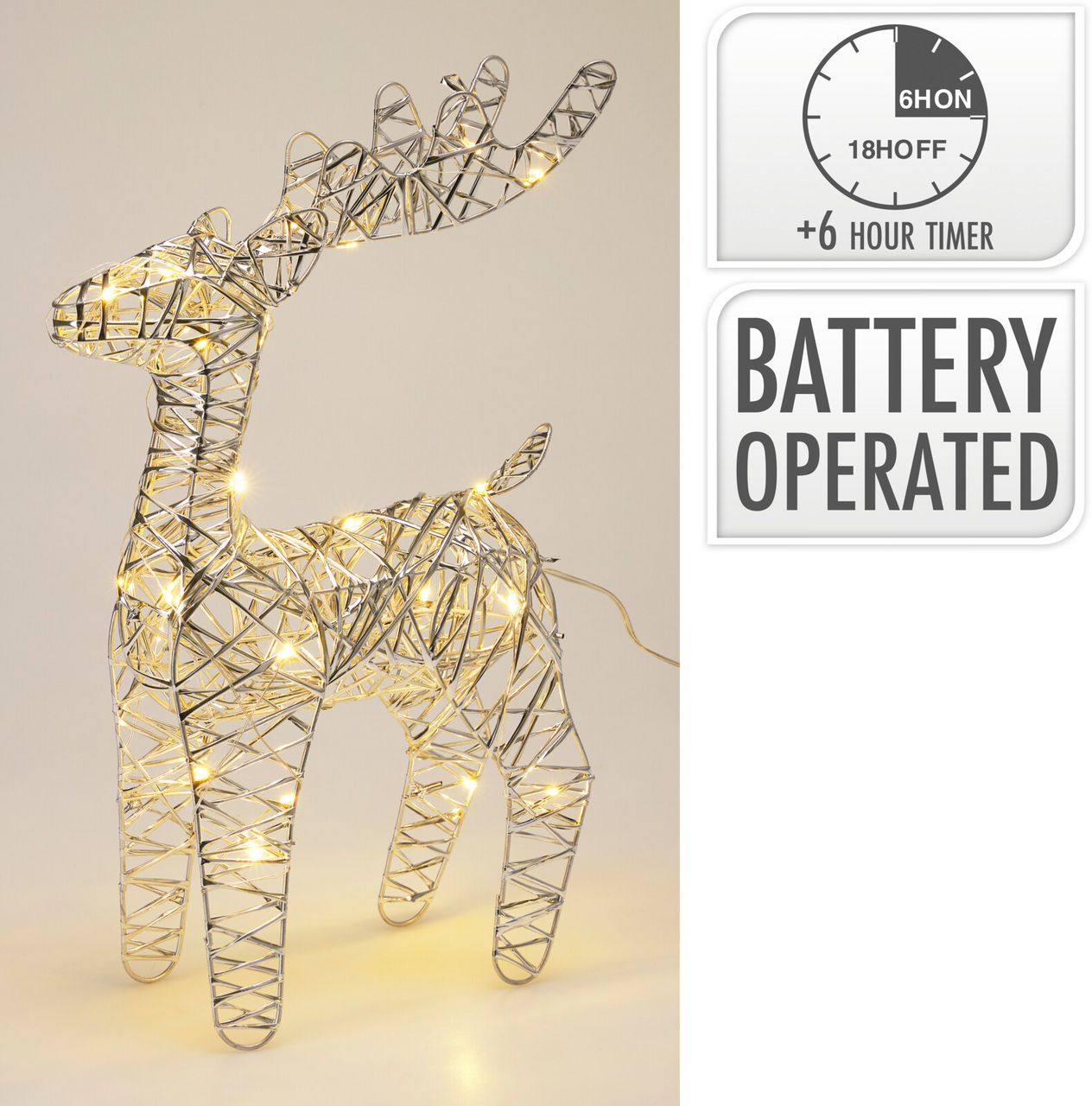 Koopman Sob LED strieborný 34 cm 1 ks