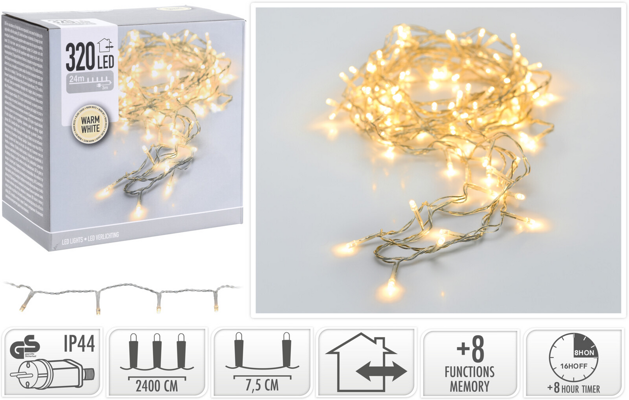 Koopman Reťaz 320 LED biely drôt 1 ks