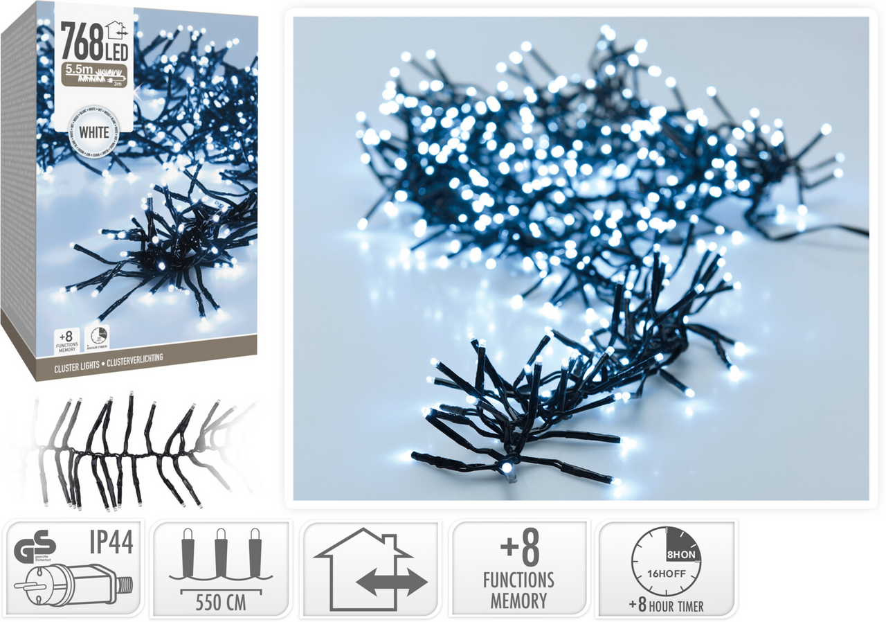 Koopman Reťaz 768 LED cluster biela 1 ks