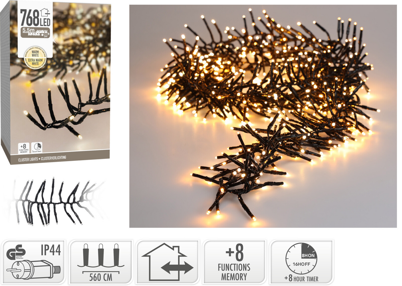 Koopman Reťaz 768 LED cluster teplá biela 1 ks