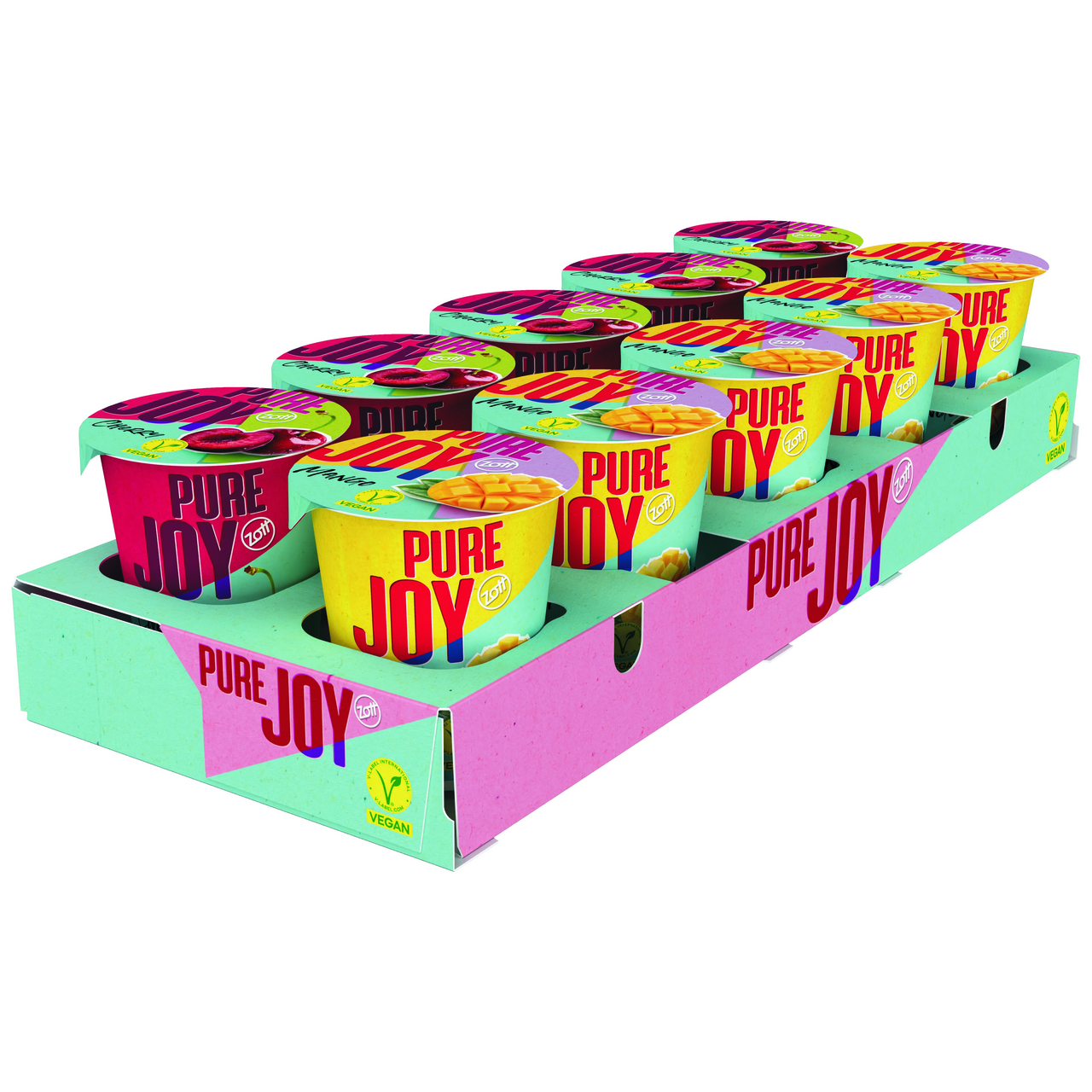 Zott Pure Joy Rastlinná alternatíva jogurtu (mango,višňa) chlad. 140 g