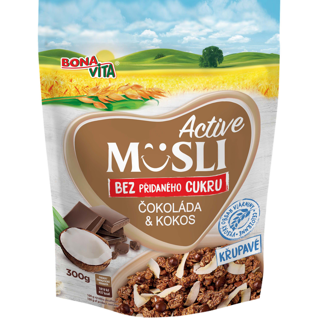 BONAVITA Active Müsli bez cukru čokoláda & kokos 300 g