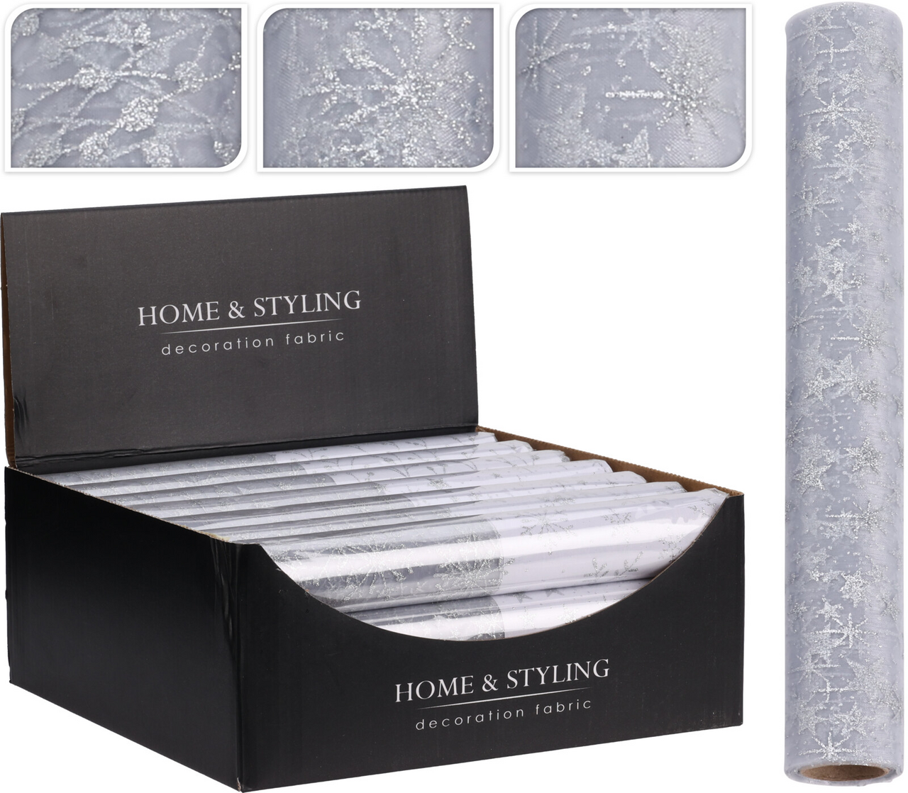 Koopman Dekorácia látka strieborná 30 x 500 cm 1 ks