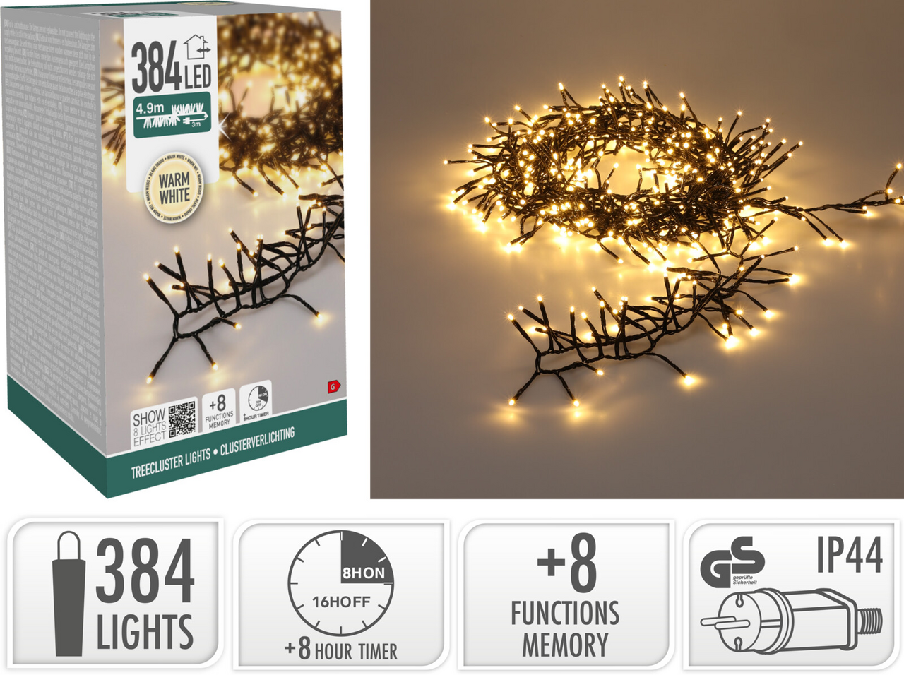 Koopman Reťaz 384 LED teplá biela 1 ks