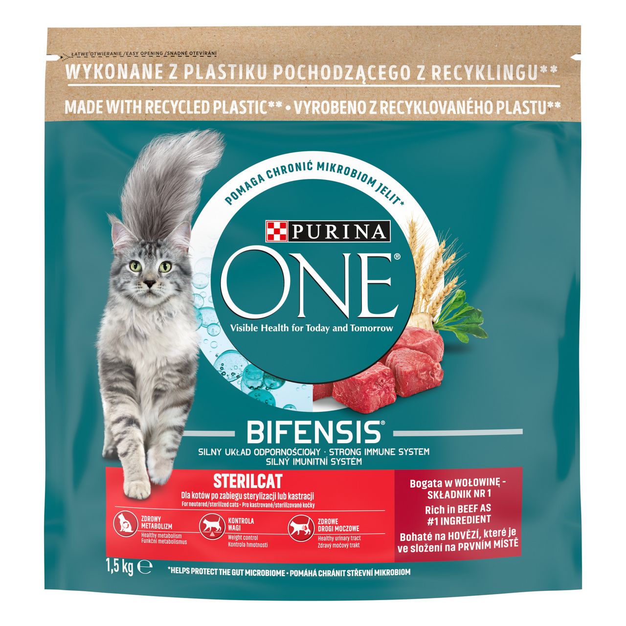 Purina ONE Sterilcat granuly pre mačky hovädzie a pšenica 1,5 kg