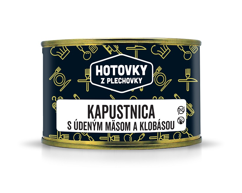 HOTOVKY Z PLECHOVKY Kapustová polievka s údeným a klobásou 400 g