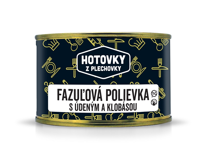 HOTOVKY Z PLECHOVKY Fazuľová polievka s údeným a klobásou 400 g