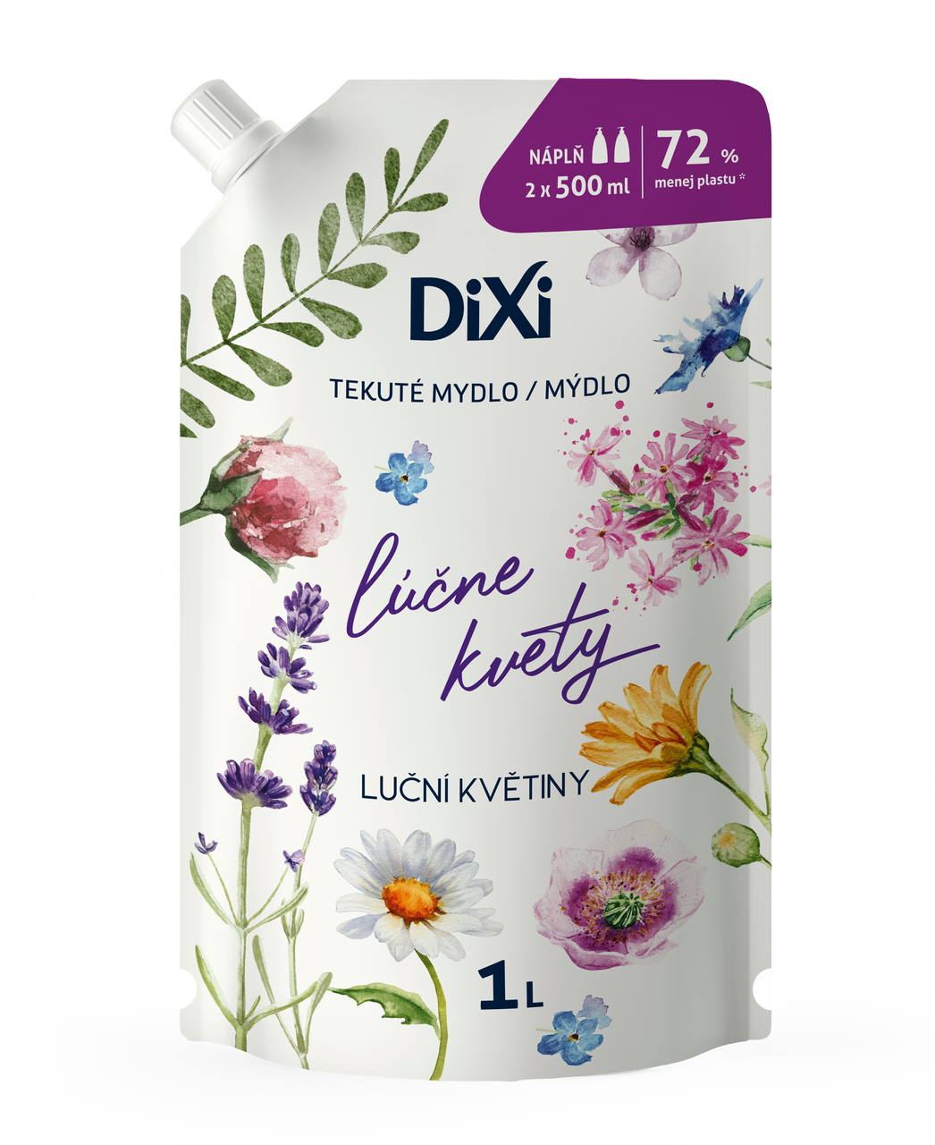 DiXi Lúčne kvety tekuté mydlo náhradná náplň 1000 ml