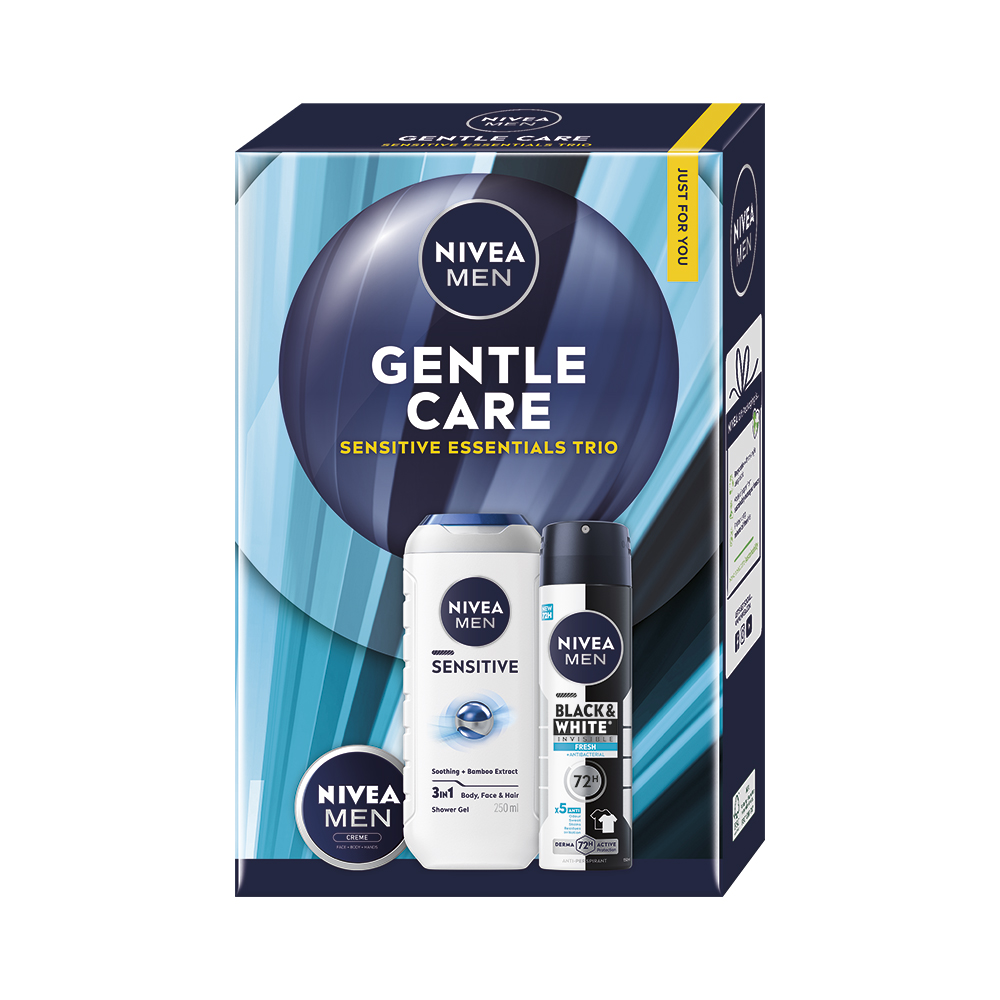 NIVEA Men Gentle Care darčeková sada (sprchový gél + antiperspirant + krém) kazeta
