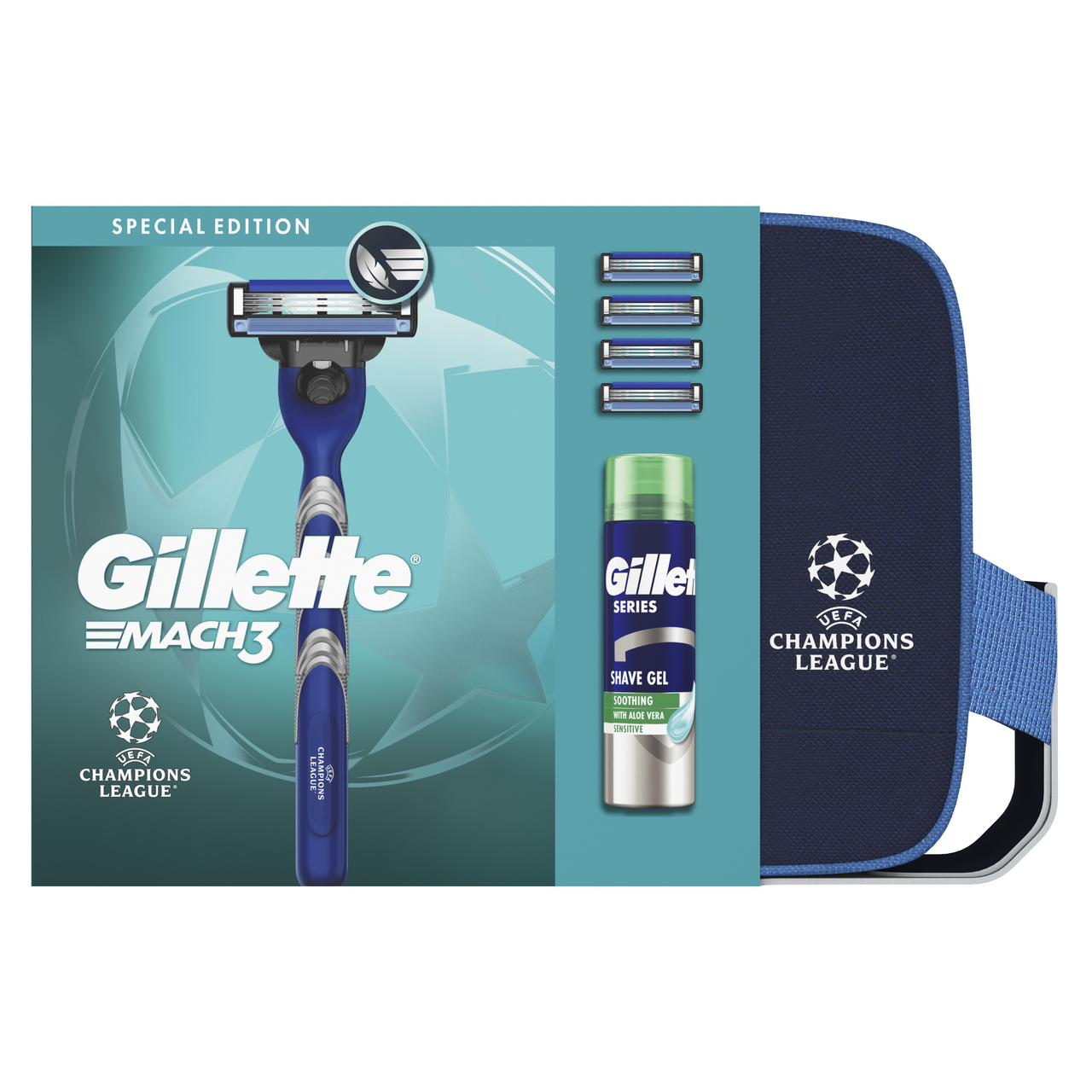Gillette Mach3 darčeková sada (žiletka + 4 náhr.hlavice + gél) taška