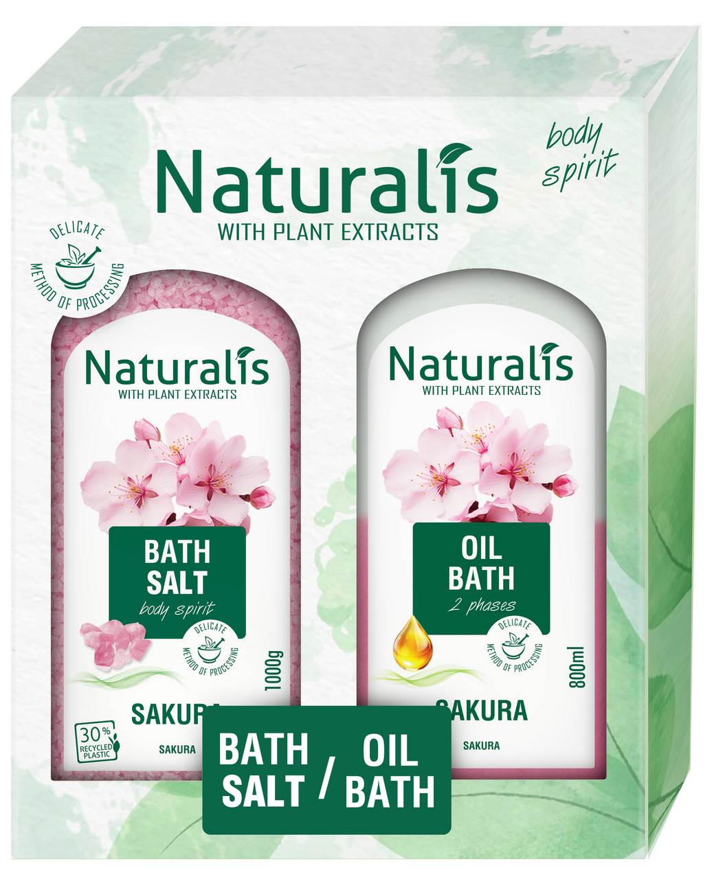 NATURALIS Bath Sakura darčeková sada (soľ a olej do kúpeľa) kazeta