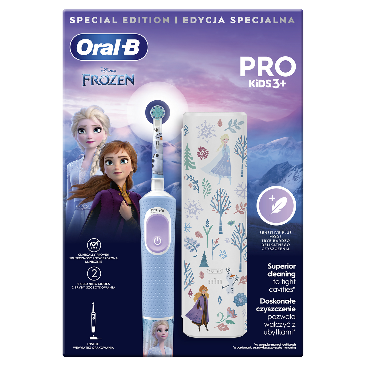 Oral-B Frozen darčeková sada (elektrická zubná kefka + púzdro) kazeta