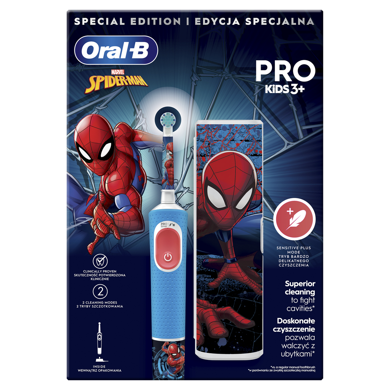 Oral-B Spiderman darčeková sada (elektrická zubná kefka + púzdro) kazeta