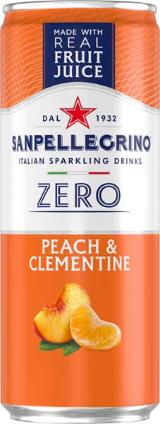 SANPELLEGRINO Zero broskyňa a mandarínka 24 x 330 ml vratná plechovka