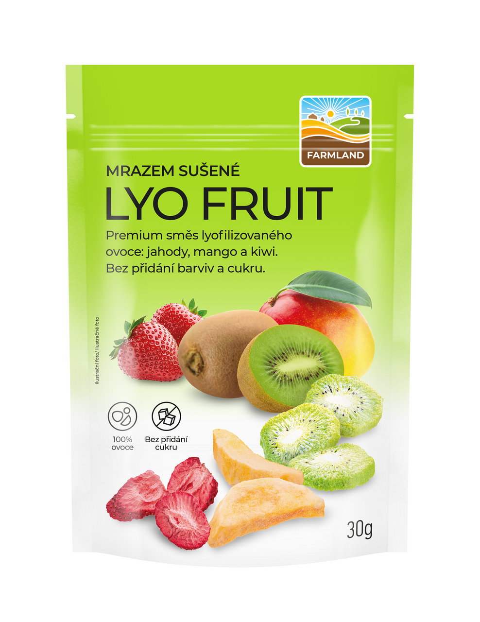 FARMLAND Lyofilizovaná zmes jahody kivi maliny 30 g