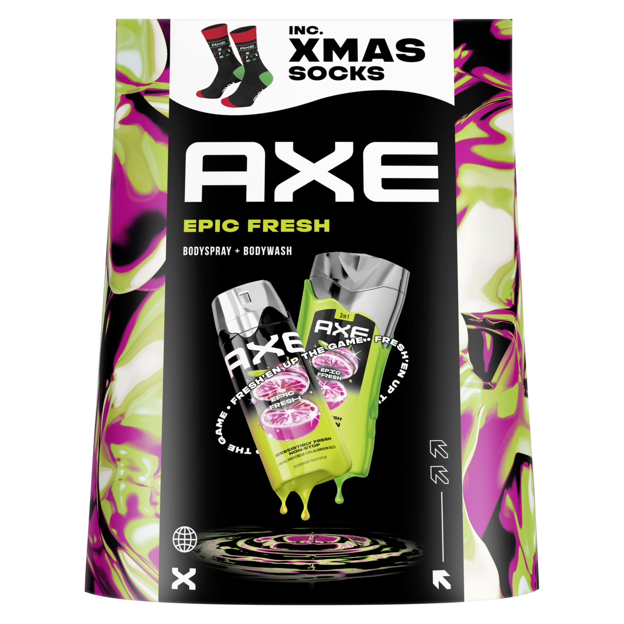 AXE Epic Fresh darčeková sada (sprej + sprchový gél + ponožky) kazeta