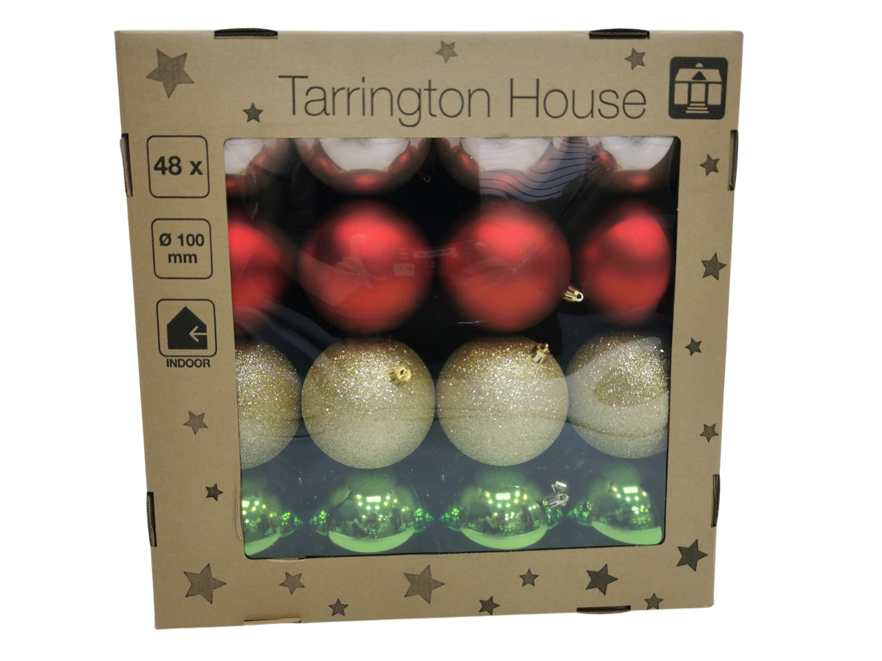 Tarrington House Vianočné gule 10 cm červená zelená 48 ks 