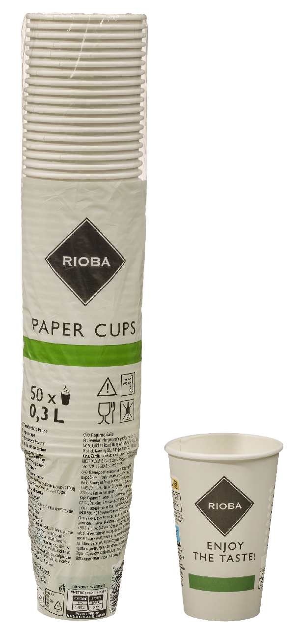 RIOBA Poháre papierové 0,3 l sivé 50 ks