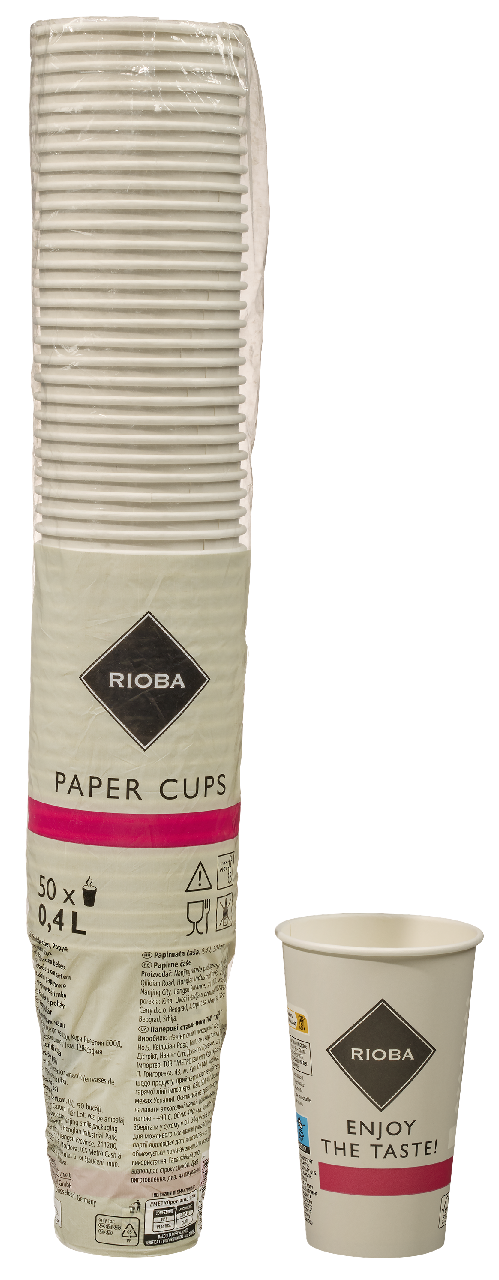 RIOBA Poháre papierové 0,4 l sivé 50 ks