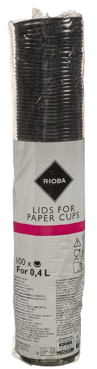 RIOBA Viečka 9 cm plast čierne 100 ks