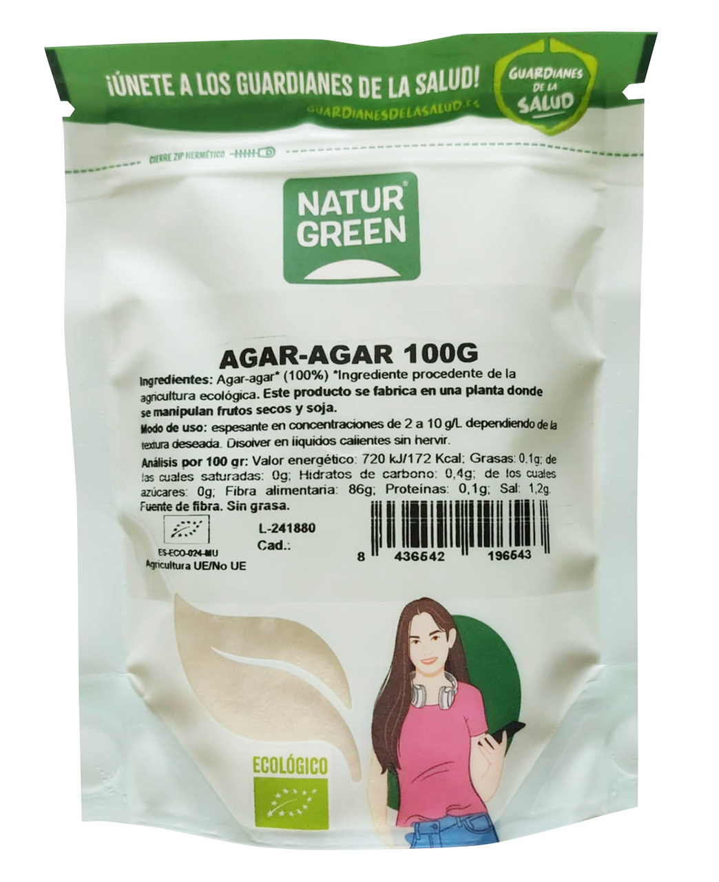 NATUR GREEN Bio Agar-Agar rastlinná želatína 100 g