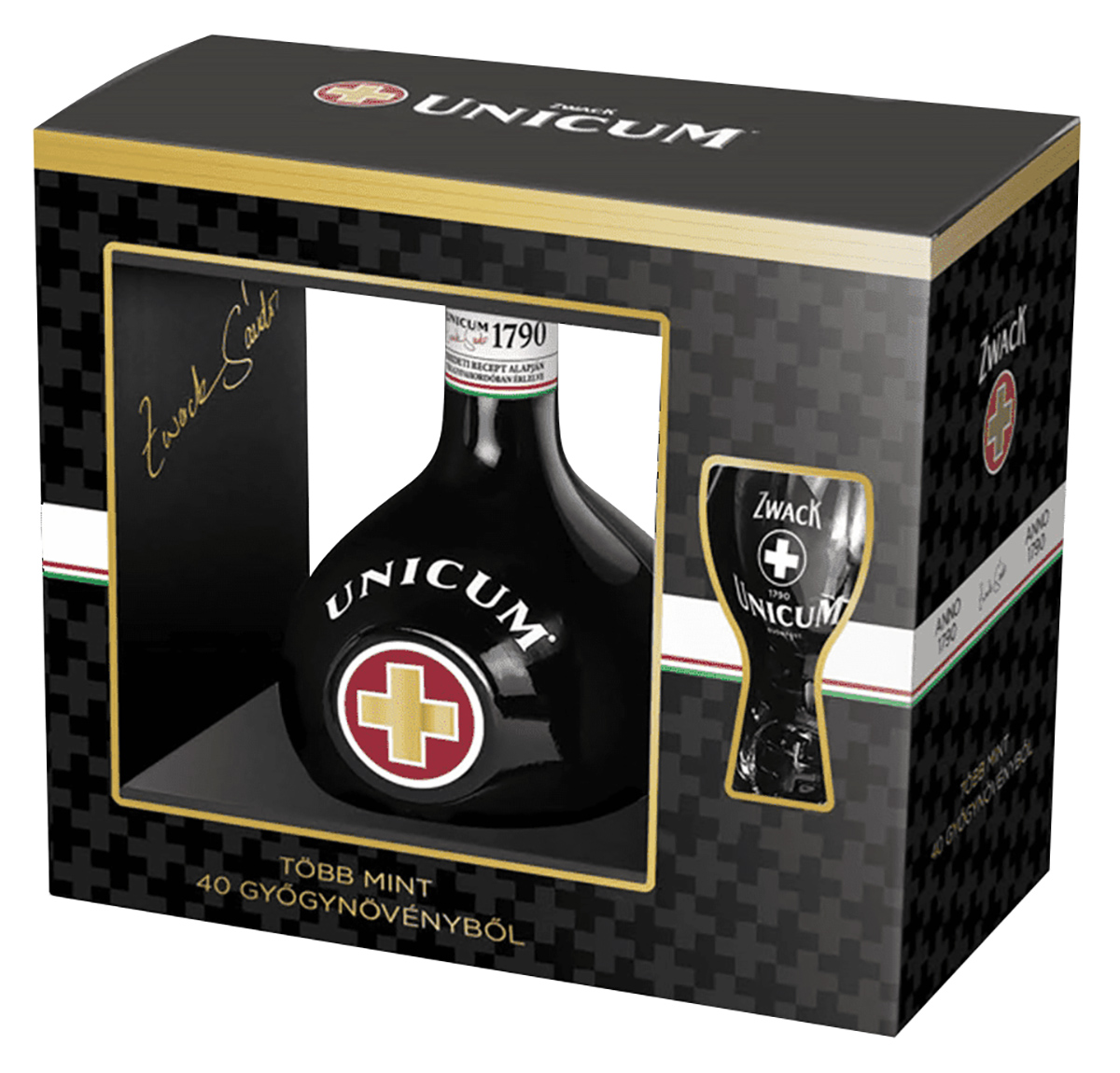 UNICUM 40% 700 ml + pohár 1 ks