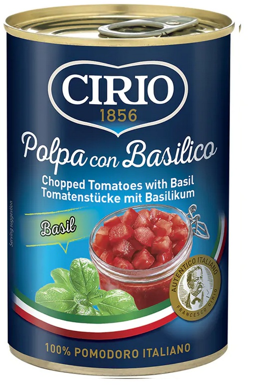 CIRIO Paradajky krájané s bazalkou 400 g