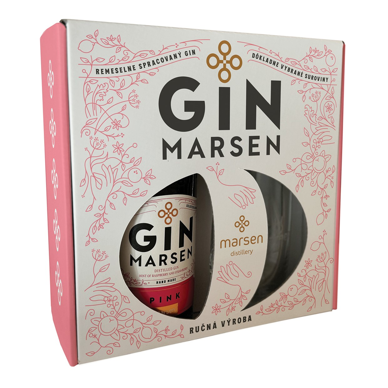 Marsen Gin Pink 38% 700 ml + pohár 1 ks