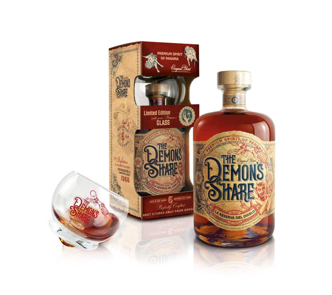 THE DEMON'S SHARE 6 y.o. 40% 700 ml + pohár 1 ks
