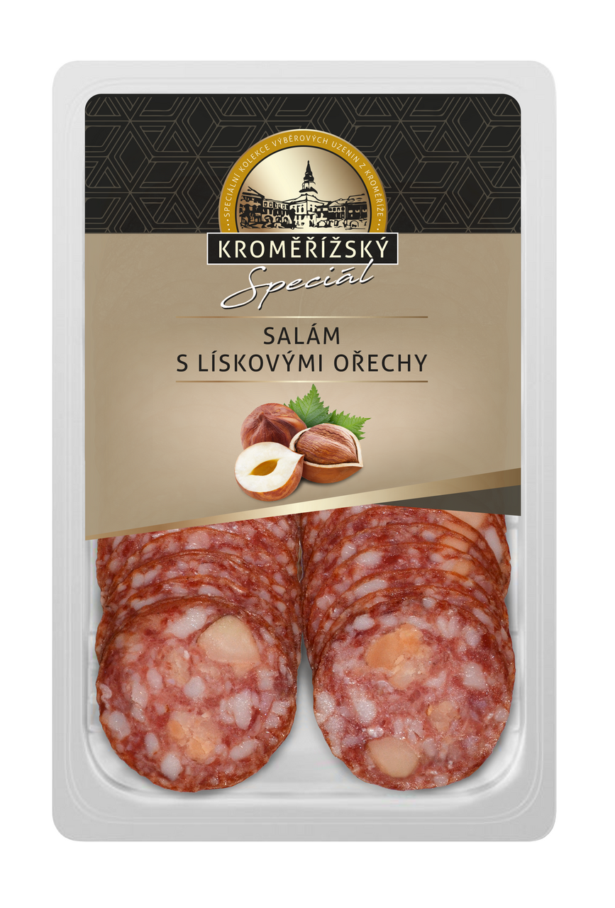 Kmotr Kroměřížský Speciál Saláma s lieskovými orechami plátky chlad. 75 g