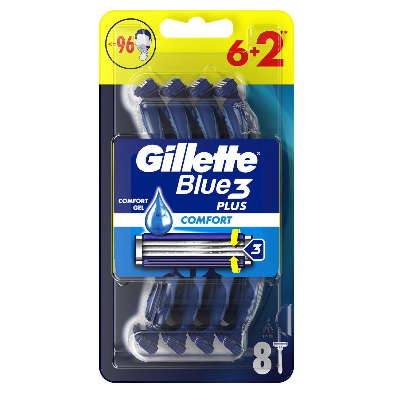 Gillette Blue3 Plus žiletky 6 + 2 ks