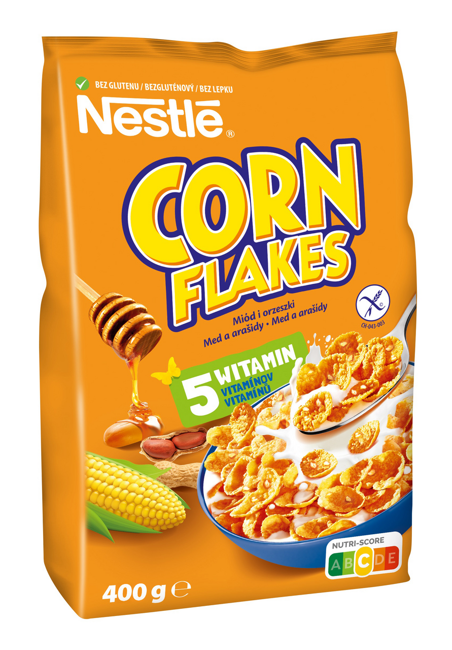 Nestlé Corn Flakes bezlepkové med a arašidy 400 g