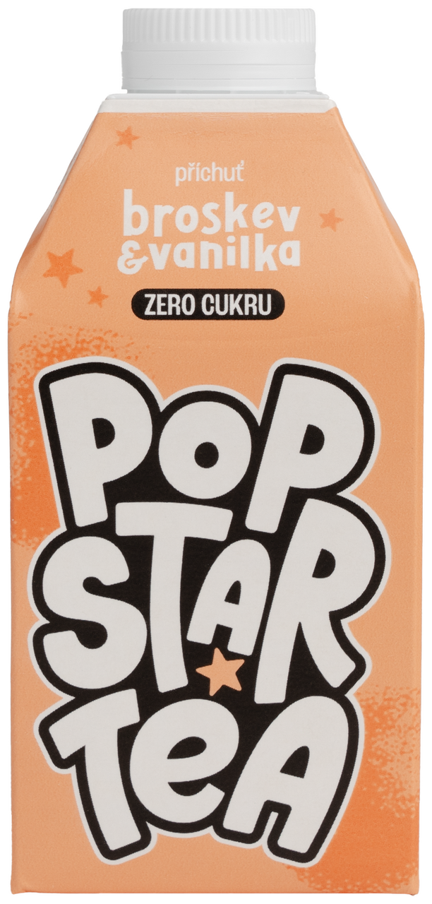 POPSTAR TEA Zero broskyňa a vanilka 8 x 500 ml