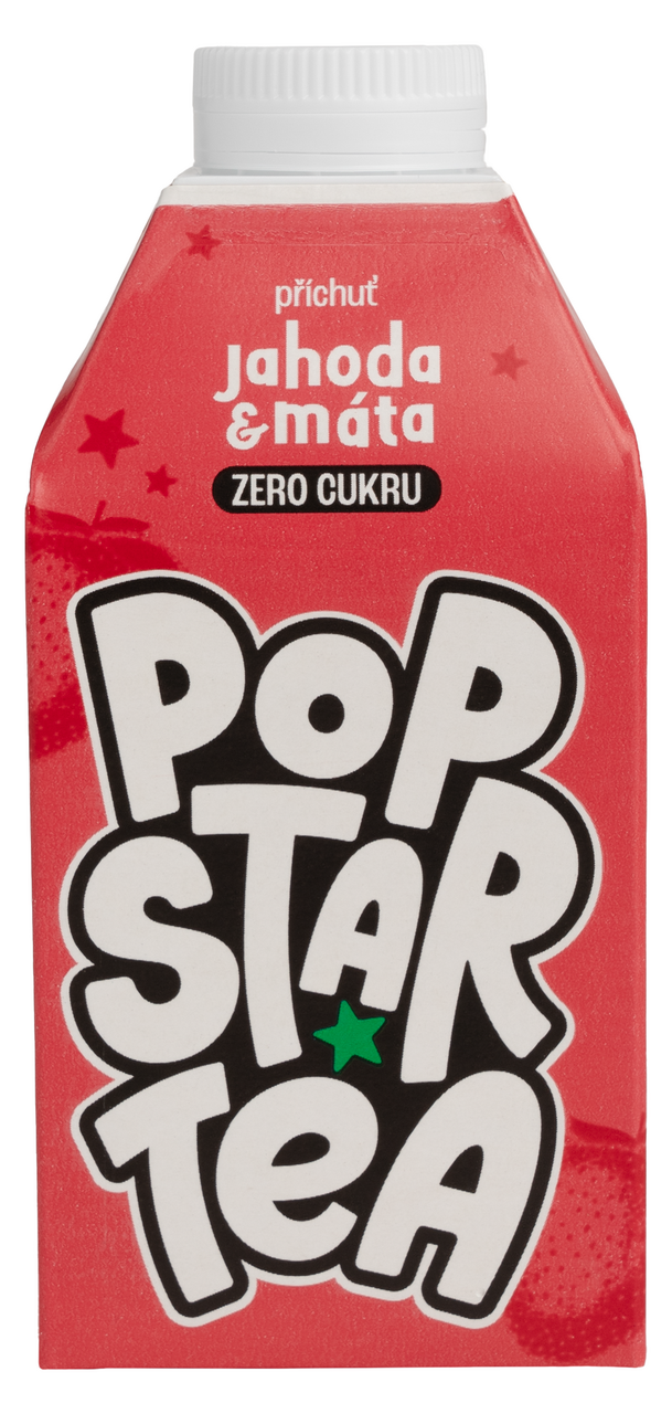 POPSTAR TEA Zero jahoda a mäta 8 x 500 ml