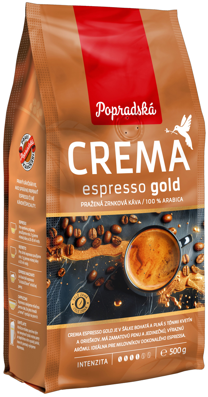 Popradská Crema Espresso Gold káva zrnková 500 g
