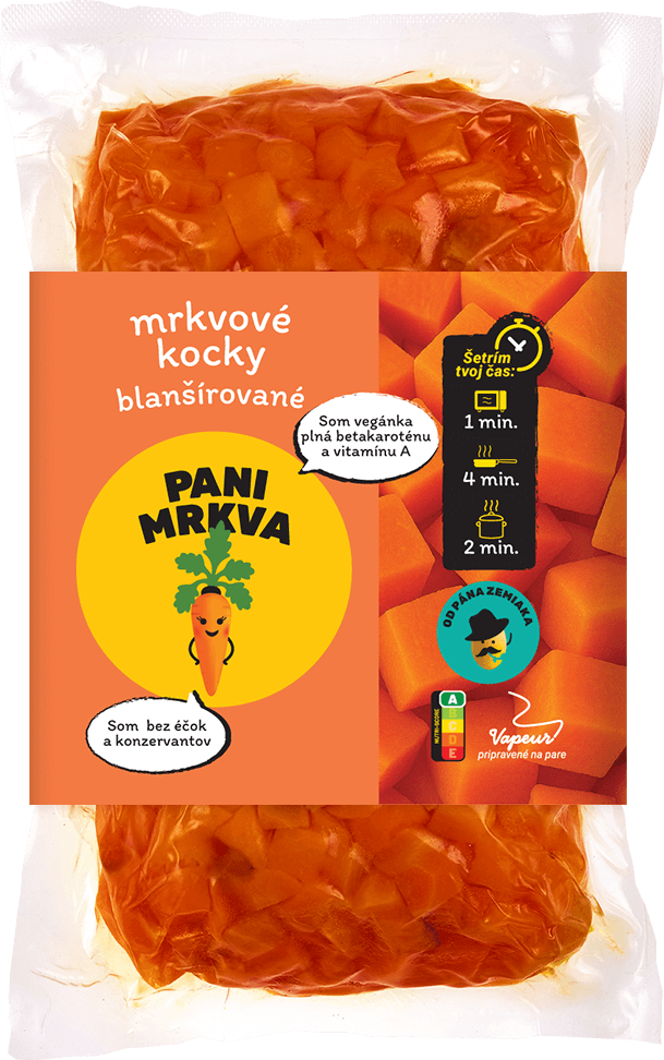 Mrkva blanšírovaná kocky 1 x 1 cm chlad. 450 g