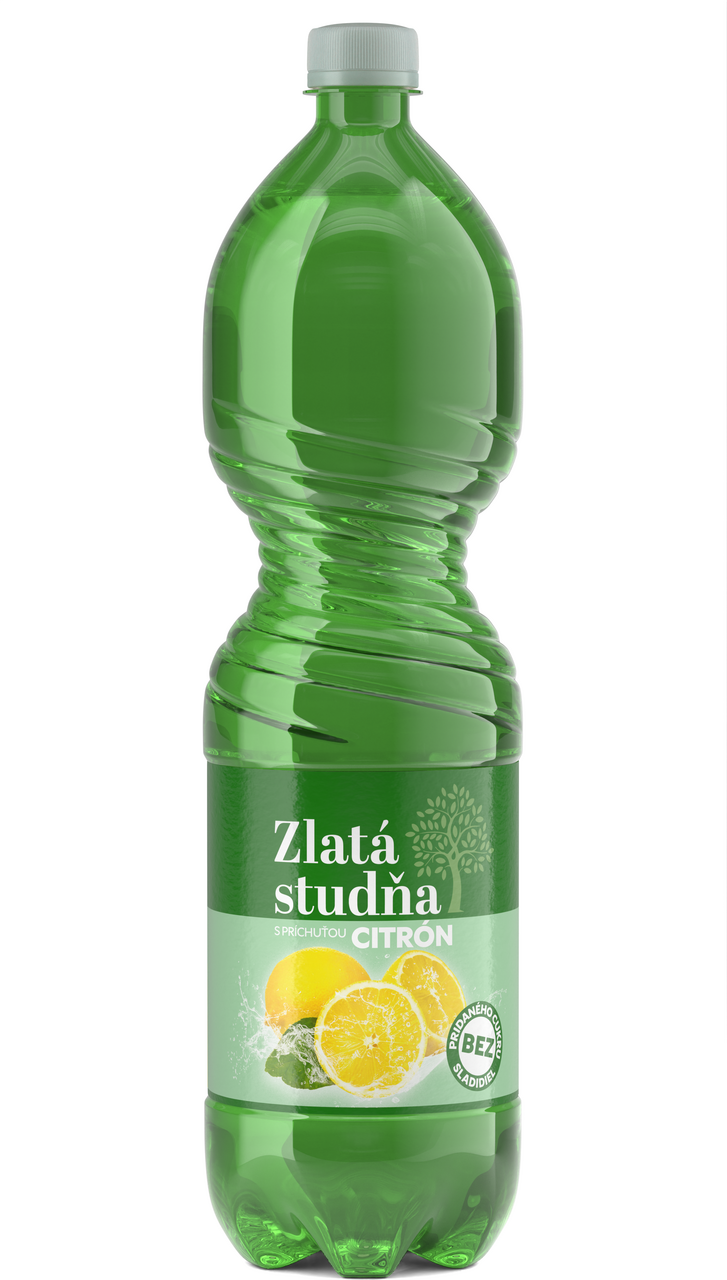 ZLATÁ STUDŇA Pramenitá voda číra citrón 6 x 1,5 l vratná PET fľaša