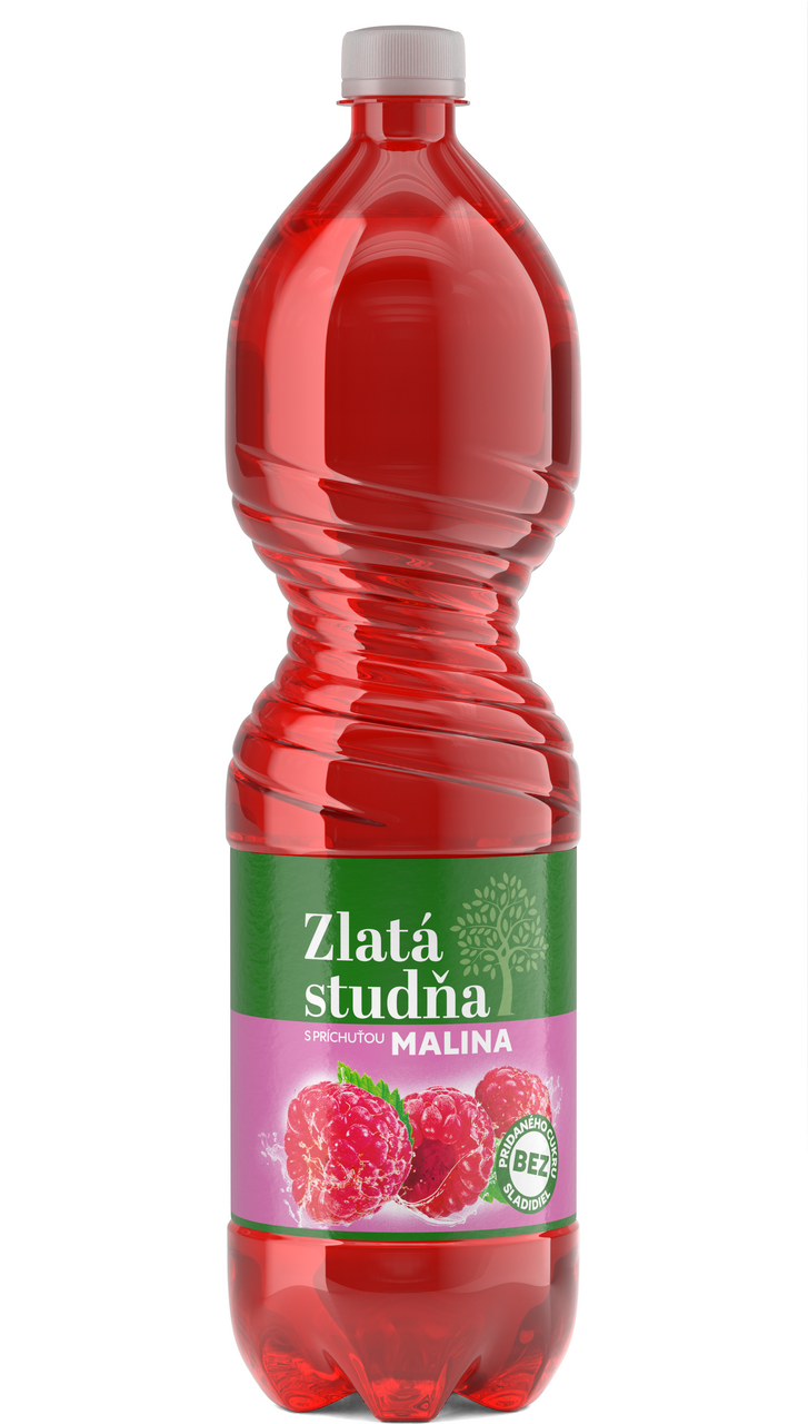ZLATÁ STUDŇA Pramenitá voda číra malina 6 x 1,5 l vratná PET fľaša