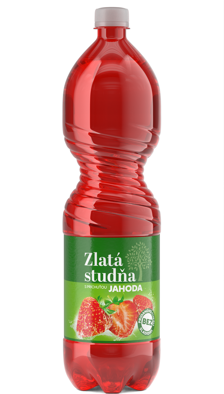 ZLATÁ STUDŇA Pramenitá voda číra jahoda 6 x 1,5 l vratná PET fľaša