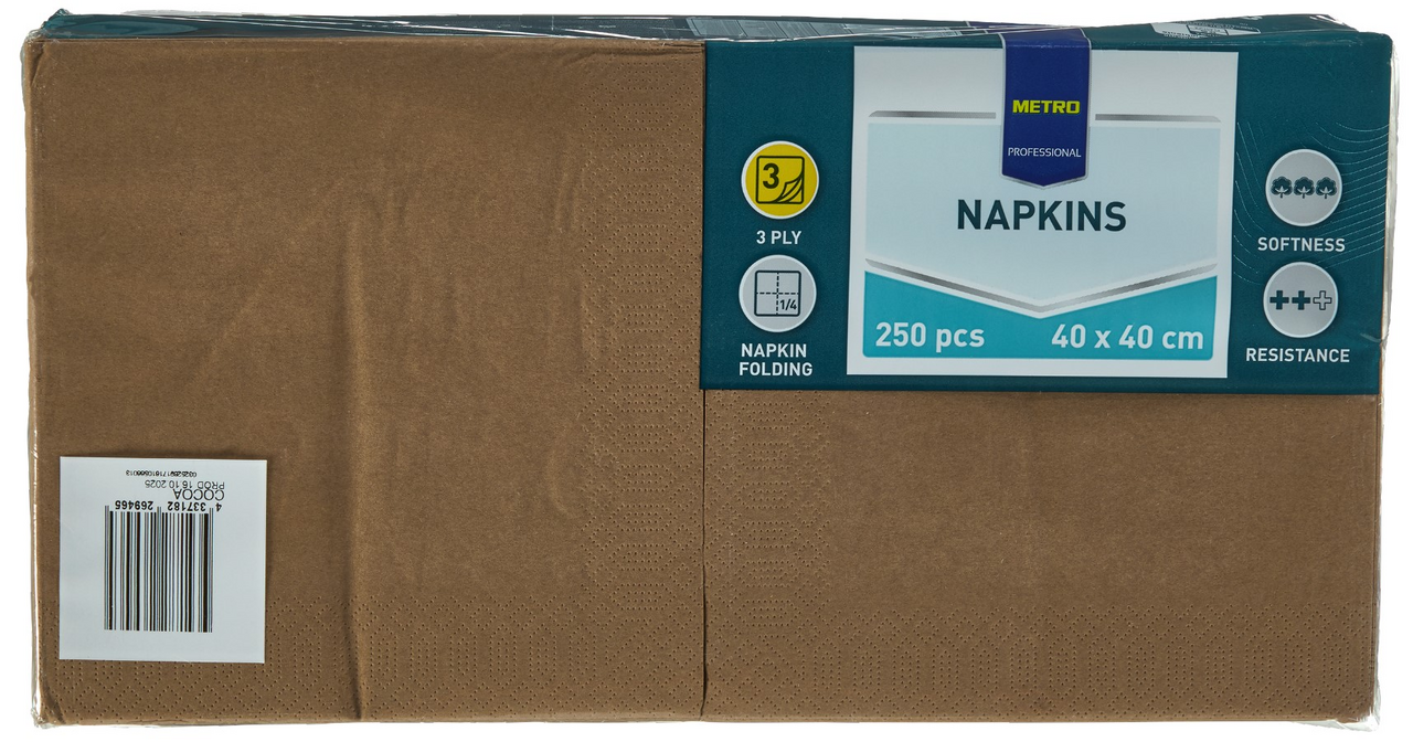 METRO PROFESSIONAL Servítky 3 vrstvové 40 cm chestnut 250 ks