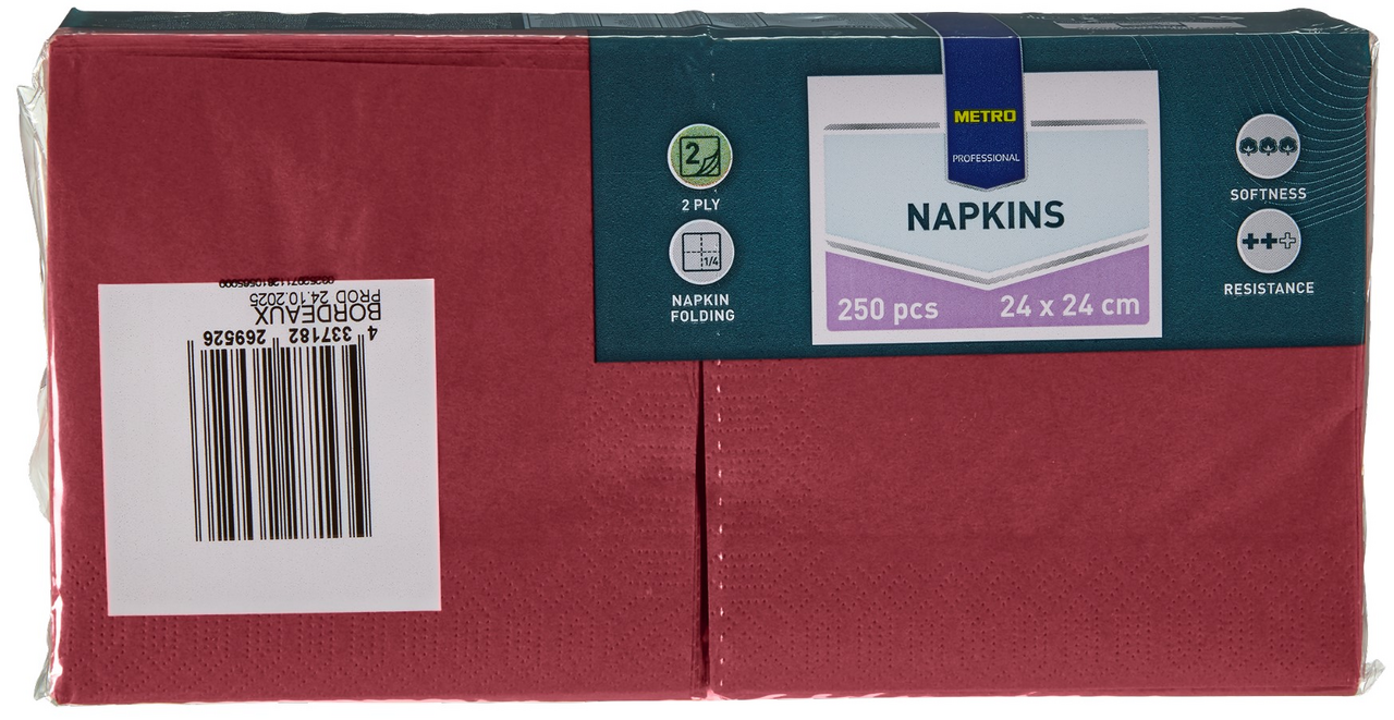 METRO PROFESSIONAL Servítky 2 vrstvové 24 cm bordové 250 ks